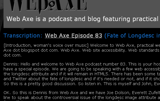 Web page of a podcast transcription.