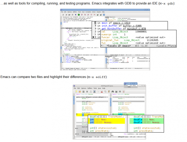 Emacs Text Editor examples